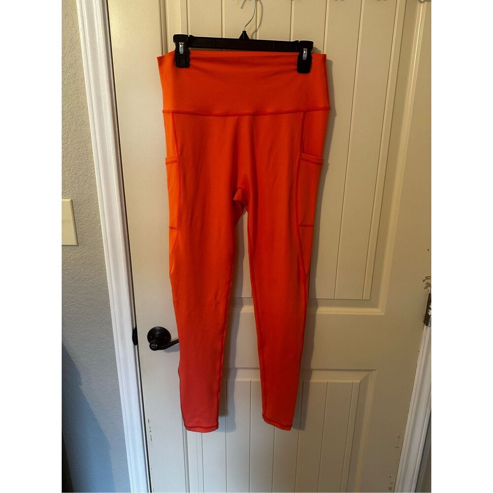NWOT CVG Orange Spandex Polyester Pocket Workout High Rise Leggings Women Sz XL